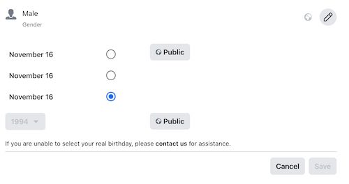 تغيير تاريخ ميلاد فيس بوك من الكمبيوتر